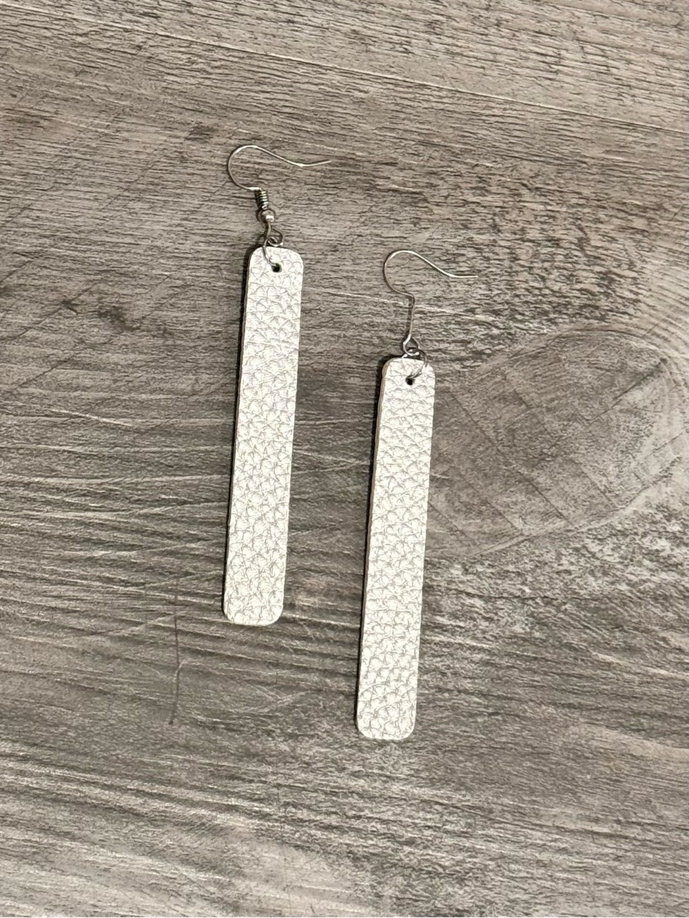 Long Textured Silver Dangle Earrings